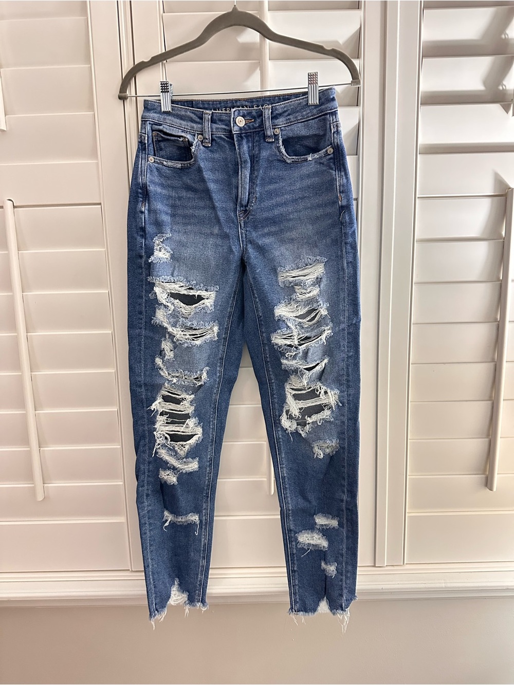 American Eagle Outfitters Ripped Boyfriend Jeans - Blue